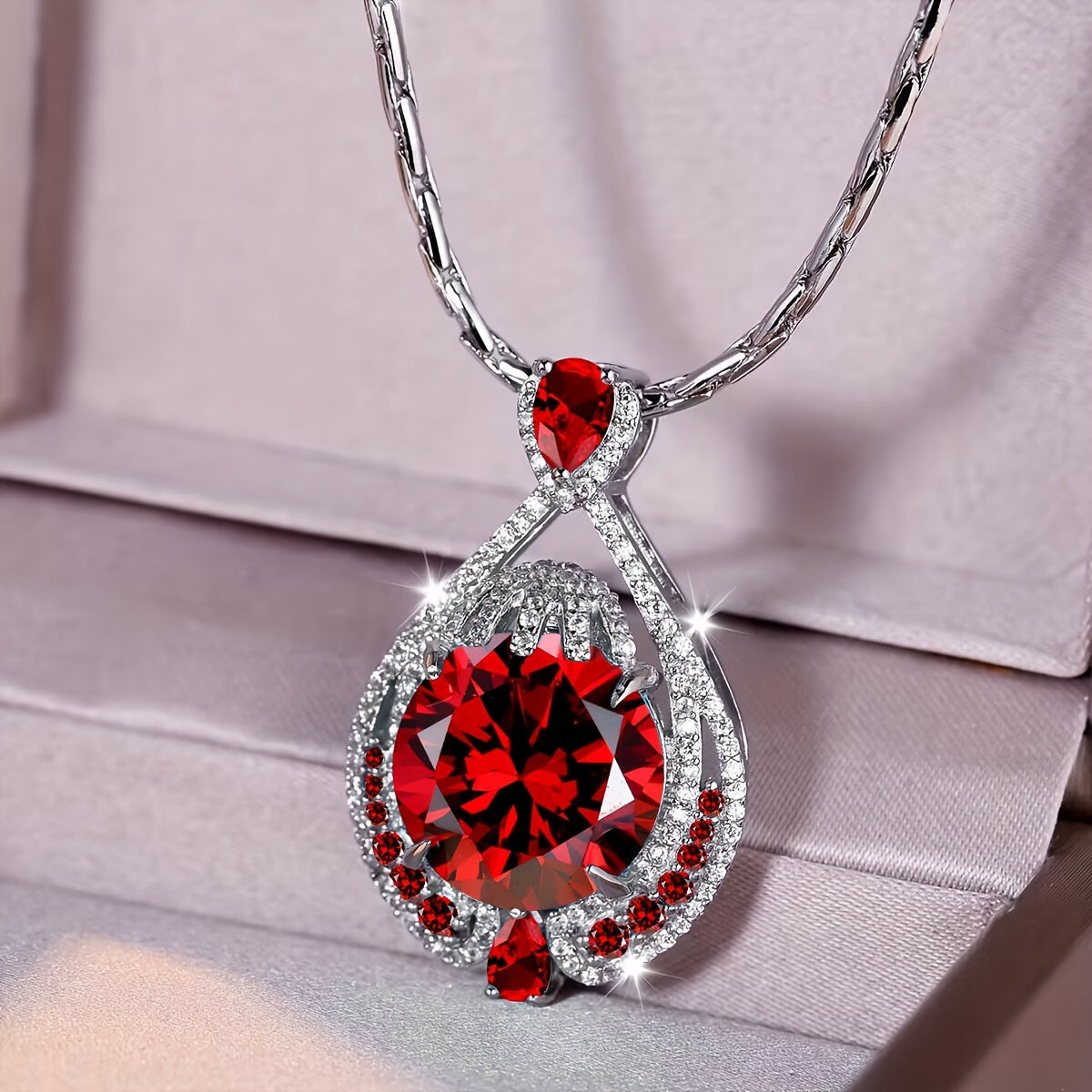 Blue Large Zirconia Water DropShaped Pendant Necklace  Luxurious and Charming Fashion Jewelry for Women  Party Birthday Gift Engagement and Wedding Necklace