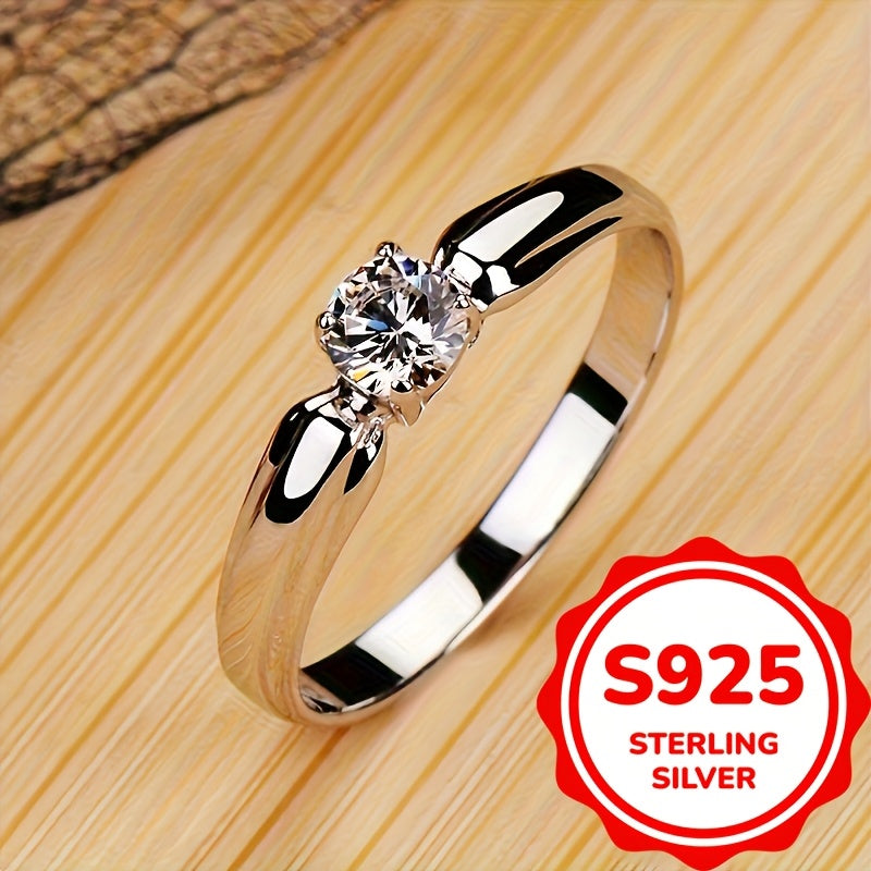 26g 925 Sterling Silver Classic Ring for Female Engagement Wedding Ring Suitable for Banquet Party Official Occasions Anniversary Gifts