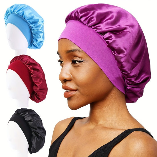 Extra Large Silky Satin Bonnet with Elastic Band