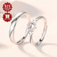 2pcs 925 Sterling Silver Synthetic Synthetic Zirconia Suit Love Couple Rings at First Sight Can Be Opened about 46GSuitable for Proposal Gift a Love Token